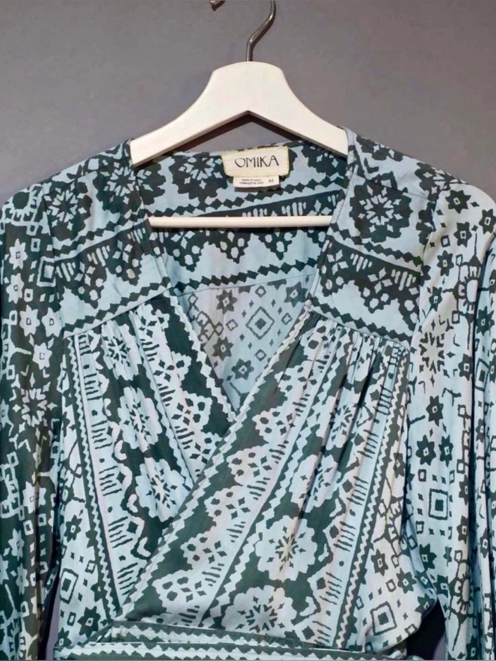 Anthropologie OMIKA Geometric Print Wrap Kaftan Maxi Dress Size M - Picture 4 of 11